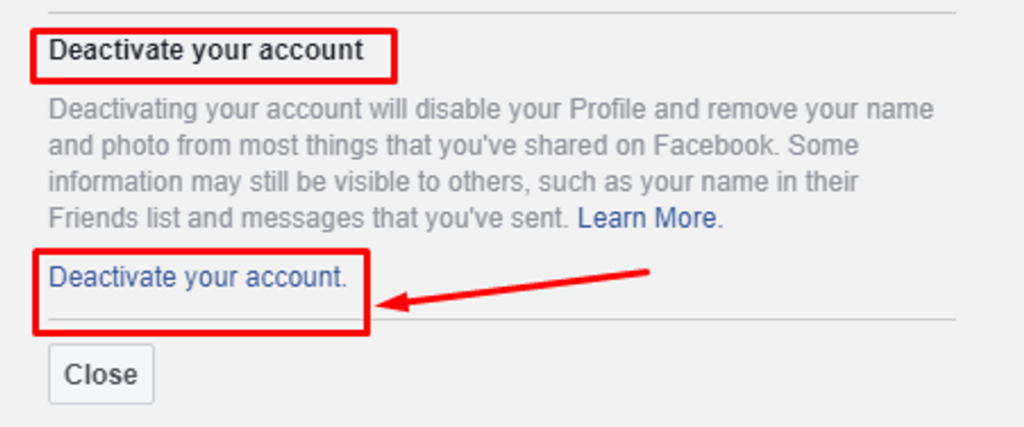 How to deactivate Facebook Account and Delete